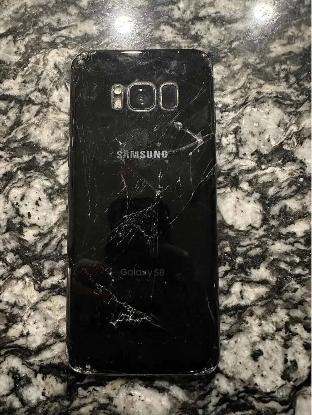 Samsung Galaxy S8 Black Smartphone Cracked Glass For Parts or Repair